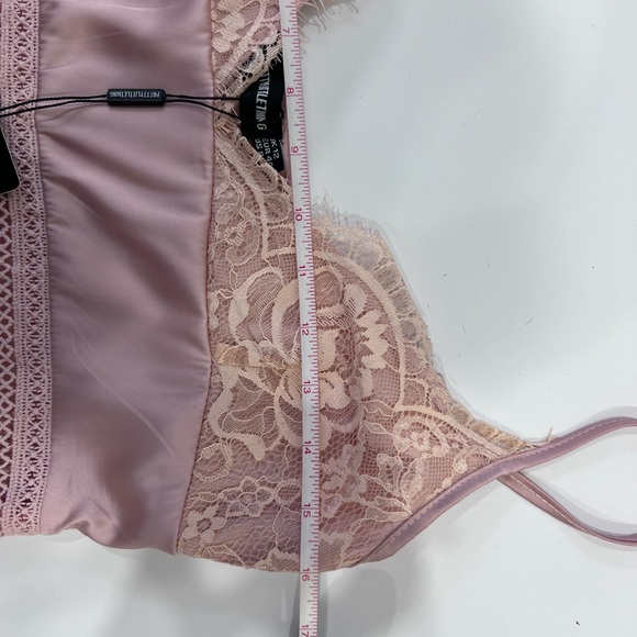 NWT PrettyLittleThing Coquette Satin Slip Dress Pink Lace Mini Y2K - Picture 8 of 11